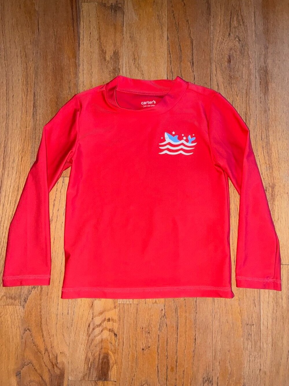 Carter's Just One You Boys 4T Red Whale Long Sleeve Rash Guard Swim Top